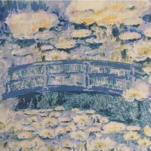 Pair Vintage ATELIER MARTEX Pillowcases "Claude Monet Museum" Waterlilies Bridge